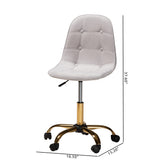 Kabira Contemporary Glam and Luxe Grey Velvet Fabric and Gold Metal Swivel Office chair