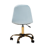 Kabira Contemporary Glam and Luxe Aqua Velvet Fabric and Gold Metal Swivel Office chair