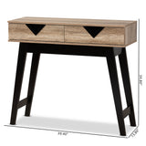 Wales Modern and Contemporary Light Brown Finished Wood 2-Drawer Console Table