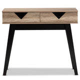 Wales Modern and Contemporary Light Brown Finished Wood 2-Drawer Console Table