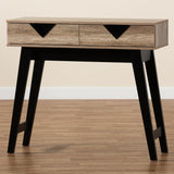 Wales Modern and Contemporary Light Brown Finished Wood 2-Drawer Console Table