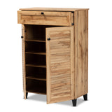 Coolidge Modern and Contemporary Oak Brown Finished Wood 5-Shelf Shoe Storage Cabinet