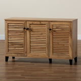 Coolidge Modern and Contemporary Oak Brown Finished Wood 3-Door Shoe Storage Cabinet