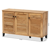 Coolidge Modern and Contemporary Oak Brown Finished Wood 3-Door Shoe Storage Cabinet