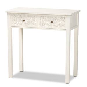 Lambert Classic and Traditional White Finished Wood 2-Drawer Console Table