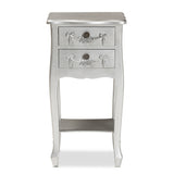 Baxton Studio Eliya Classic and Traditional Brushed Silver Finished Wood 2-Drawer Nightstand