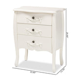 Baxton Studio Eliya Classic and Traditional White Finished Wood 3-Drawer Storage Cabinet