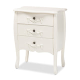 Baxton Studio Eliya Classic and Traditional White Finished Wood 3-Drawer Storage Cabinet