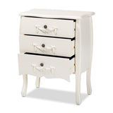 Baxton Studio Eliya Classic and Traditional White Finished Wood 3-Drawer Storage Cabinet