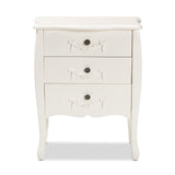 Baxton Studio Eliya Classic and Traditional White Finished Wood 3-Drawer Storage Cabinet