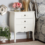 Baxton Studio Eliya Classic and Traditional White Finished Wood 3-Drawer Storage Cabinet