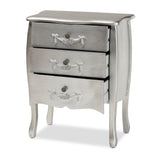 Baxton Studio Eliya Classic and Traditional Brushed Silver Finished Wood 3-Drawer Storage Cabinet