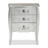 Baxton Studio Eliya Classic and Traditional Brushed Silver Finished Wood 3-Drawer Storage Cabinet