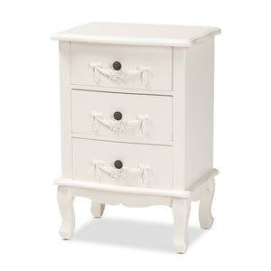 Baxton Studio Callen Classic and Traditional White Finished Wood 3-Drawer Nightstand