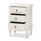 Baxton Studio Callen Classic and Traditional White Finished Wood 3-Drawer Nightstand