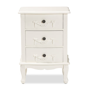 Baxton Studio Callen Classic and Traditional White Finished Wood 3-Drawer Nightstand