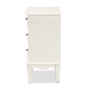 Baxton Studio Callen Classic and Traditional White Finished Wood 3-Drawer Nightstand
