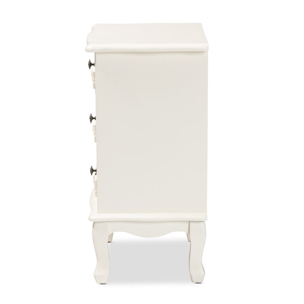 Baxton Studio Callen Classic and Traditional White Finished Wood 3-Drawer Nightstand