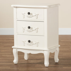 Baxton Studio Callen Classic and Traditional White Finished Wood 3-Drawer Nightstand