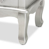 Baxton Studio Callen Classic and Traditional Brushed Silver Finished Wood 3-Drawer Nightstand
