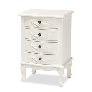 Baxton Studio Callen Classic and Traditional White Finished Wood 4-Drawer Nightstand