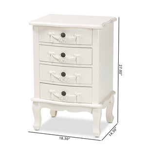 Baxton Studio Callen Classic and Traditional White Finished Wood 4-Drawer Nightstand
