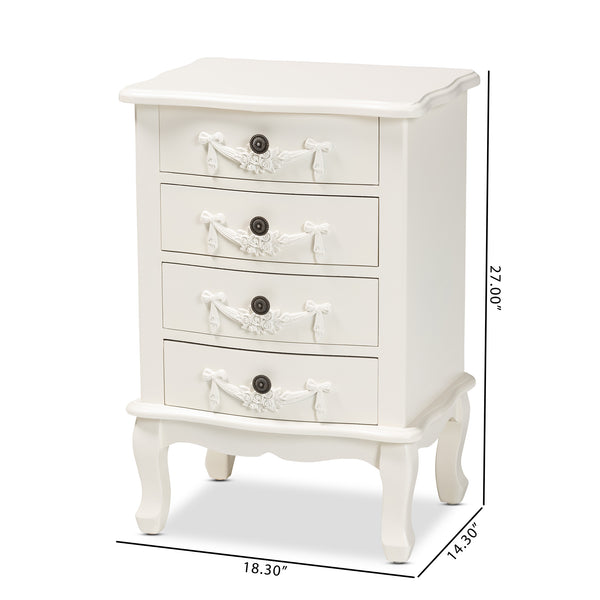 Baxton Studio Callen Classic and Traditional White Finished Wood 4-Drawer Nightstand