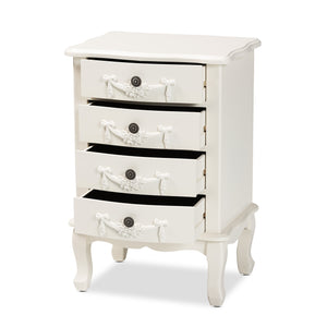 Baxton Studio Callen Classic and Traditional White Finished Wood 4-Drawer Nightstand