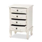 Baxton Studio Callen Classic and Traditional White Finished Wood 4-Drawer Nightstand