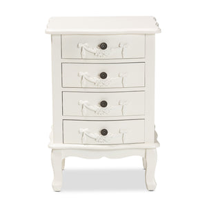 Baxton Studio Callen Classic and Traditional White Finished Wood 4-Drawer Nightstand