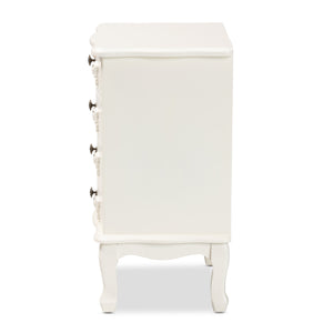 Baxton Studio Callen Classic and Traditional White Finished Wood 4-Drawer Nightstand