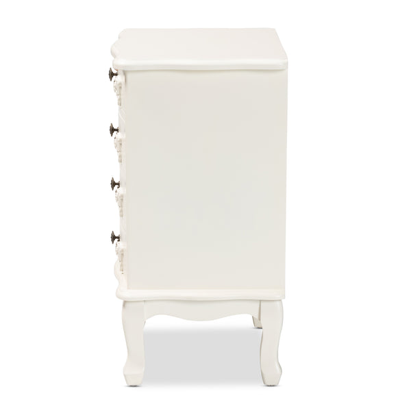 Baxton Studio Callen Classic and Traditional White Finished Wood 4-Drawer Nightstand