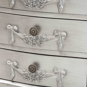 Baxton Studio Callen Classic and Traditional Brushed Silver Finished Wood 4-Drawer Nightstand