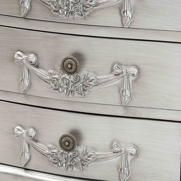 Baxton Studio Callen Classic and Traditional Brushed Silver Finished Wood 4-Drawer Nightstand
