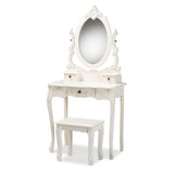 Macsen Classic and Traditional White Finished Wood 2-Piece Vanity Set with Adjustable Mirror