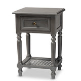 Sheldon Modern and Contemporary Vintage Grey Finished Wood 1-Drawer Nightstand