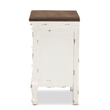 Levron Classic and Traditional Walnut Brown and Antique White Finished Wood 3-Drawer Nightstand