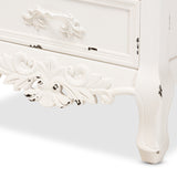 Levron Classic and Traditional Walnut Brown and Antique White Finished Wood 3-Drawer Nightstand