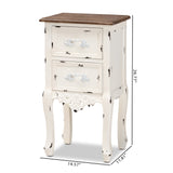 Levron Classic and Traditional Two-Tone Walnut Brown and Antique White Finished Wood 2-Drawer Nightstand