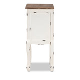 Levron Classic and Traditional Two-Tone Walnut Brown and Antique White Finished Wood 2-Drawer Nightstand