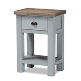 Hastin Classic and Traditional Two-Tone Grey and Antique Brown Finished Wood 1-Drawer Nightstand