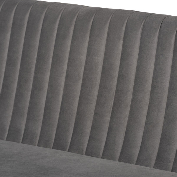 Baxton Studio Alvis Mid-Century Modern Grey Velvet Upholstered and Walnut Brown Finished Wood 3-Piece Dining Nook Set