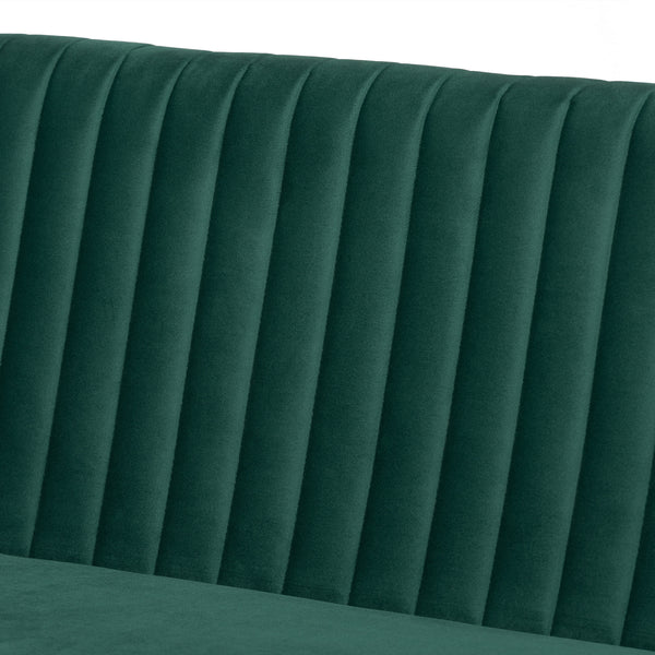 Baxton Studio Alvis Mid-Century Modern Emerald Green Velvet Upholstered and Walnut Brown Finished Wood 2-Piece Dining Nook Banquette Set