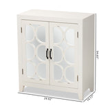 Garcelle Modern and Contemporary White Finished Wood and Mirrored Glass 2-Door Sideboard