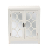 Garcelle Modern and Contemporary White Finished Wood and Mirrored Glass 2-Door Sideboard