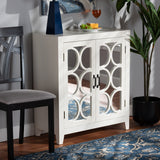 Garcelle Modern and Contemporary White Finished Wood and Mirrored Glass 2-Door Sideboard