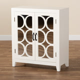 Garcelle Modern and Contemporary White Finished Wood and Mirrored Glass 2-Door Sideboard