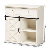 Nadia Modern and Contemporary Farmhouse White Finished Wood and Black Metal 2-Door Sideboard Buffet