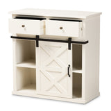 Nadia Modern and Contemporary Farmhouse White Finished Wood and Black Metal 2-Door Sideboard Buffet