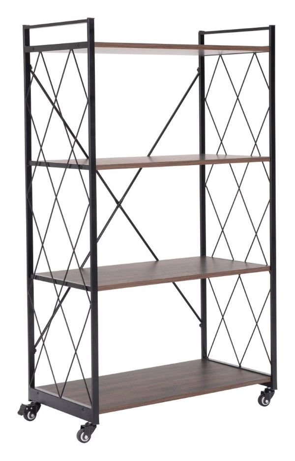 Zuo Modern Romania MDF, Steel Industrial Commercial Grade Shelf Brown, Black MDF, Steel